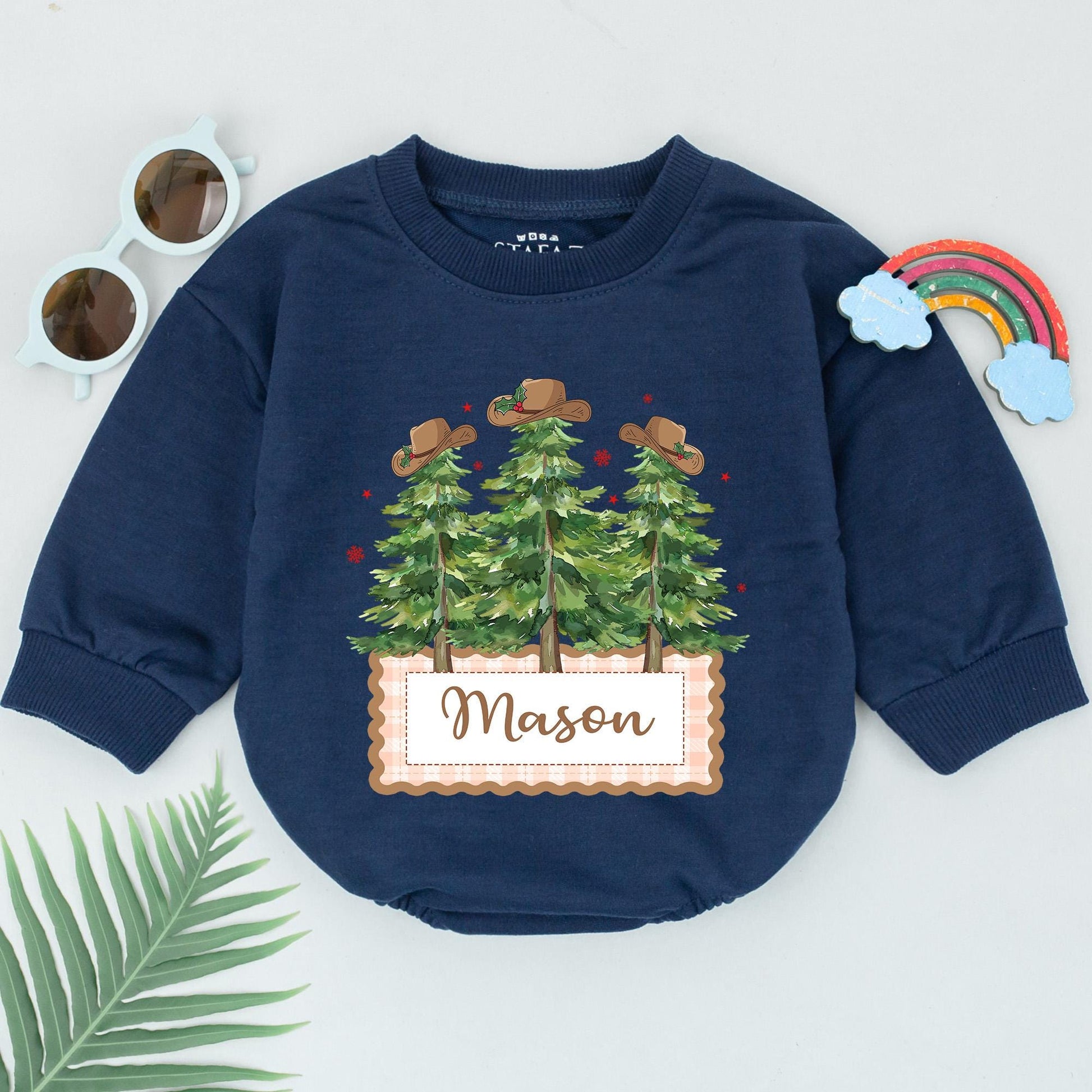 Cowboy Christmas Romper for Newborns - First Xmas Baby Outfit