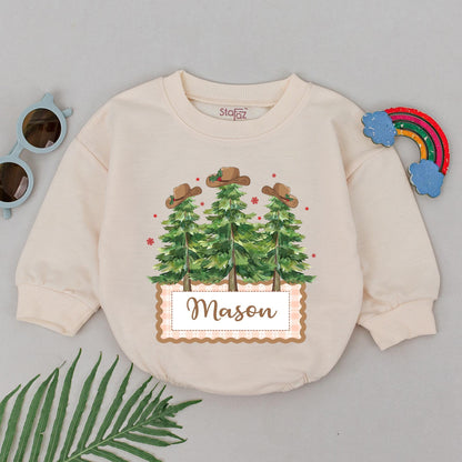 Cowboy Christmas Romper for Newborns - First Xmas Baby Outfit