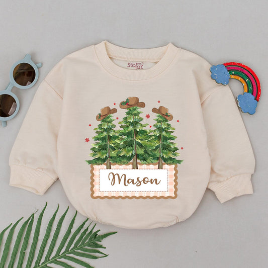 Cowboy Christmas Romper for Newborns - First Xmas Baby Outfit