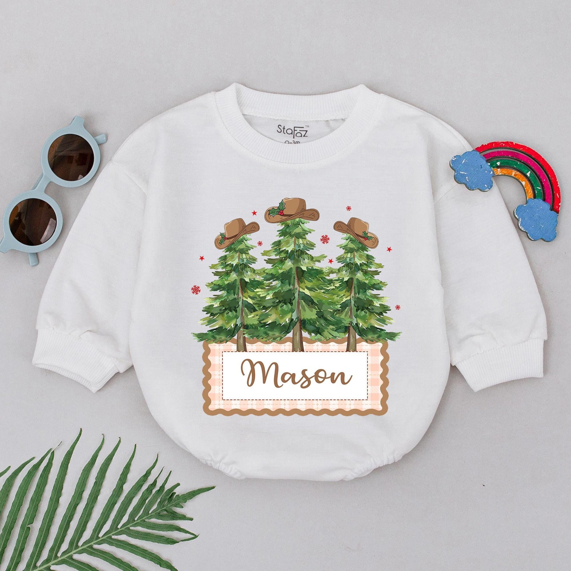 Cowboy Christmas Romper for Newborns - First Xmas Baby Outfit