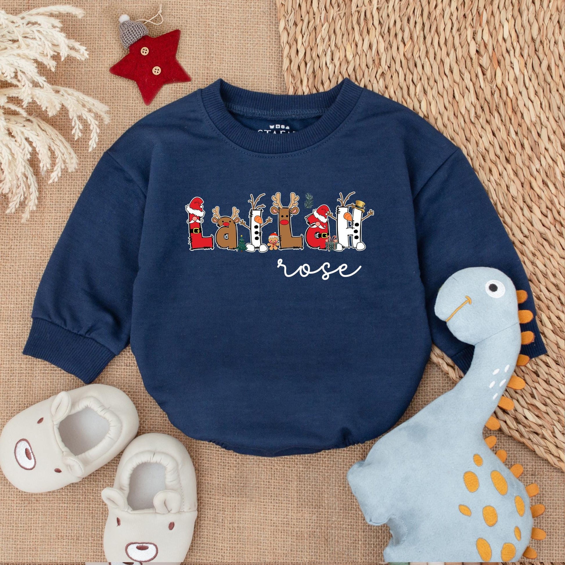 Personalized Baby Christmas Romper & Sweatshirt Set, Newborn Outfit