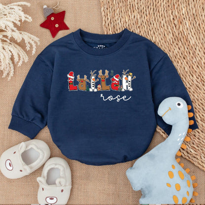 Personalized Baby Christmas Romper & Sweatshirt Set, Newborn Outfit