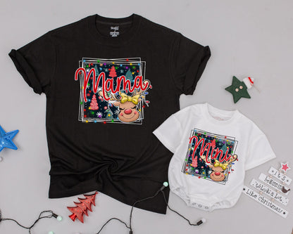 Matching Christmas Reindeer Shirts for Mommy and Me, Family Pajamas