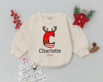 Personalized Reindeer Romper, Christmas Outfit for Babies & Newborns