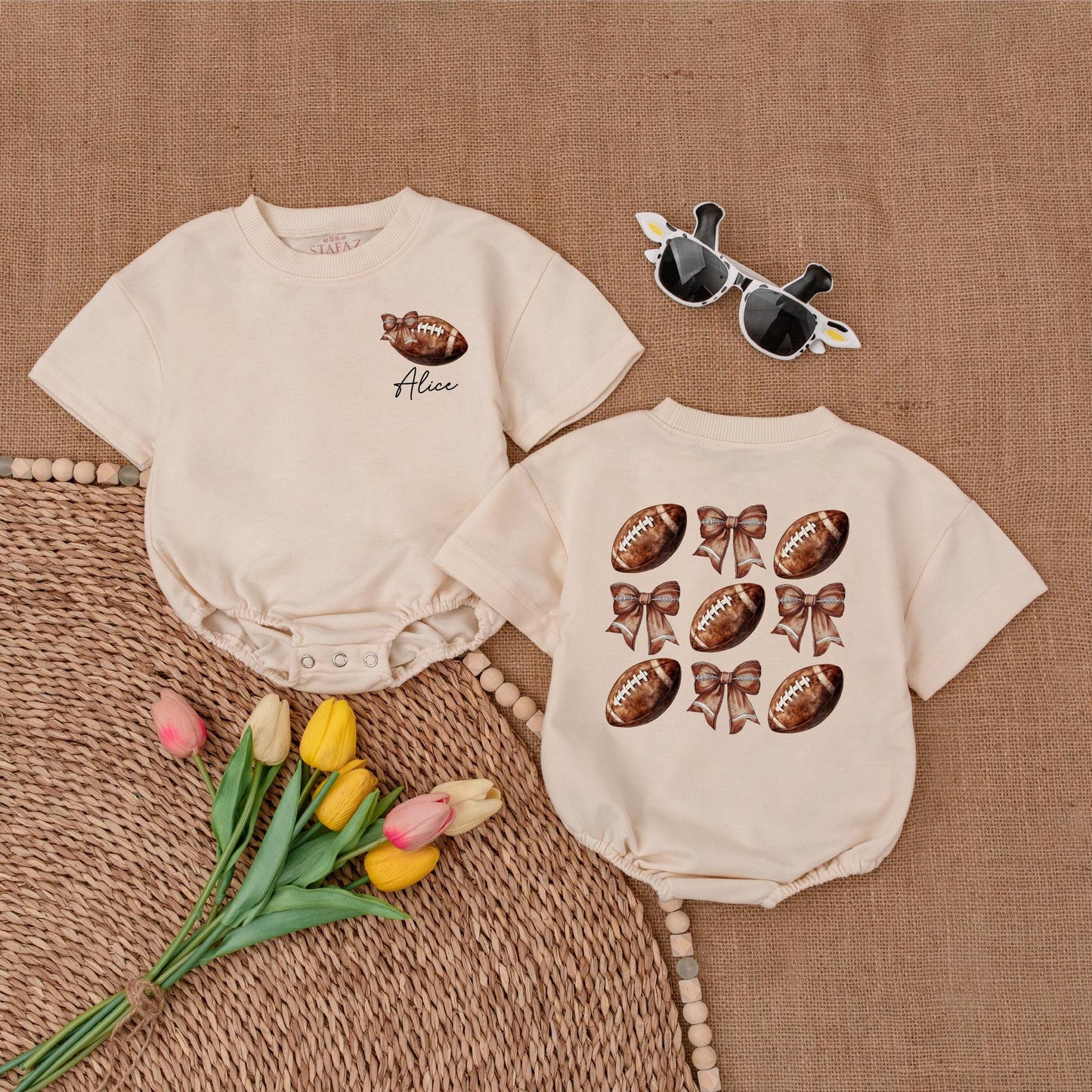 Football Romper for First Birthday - Personalized Baby Gift Outfit