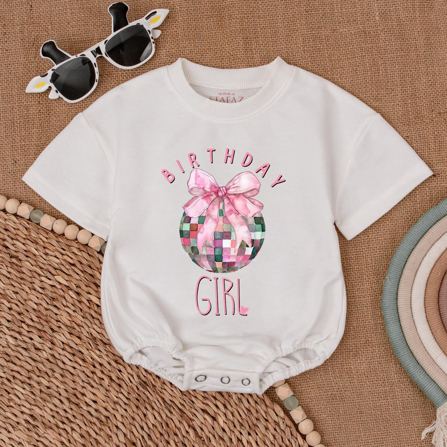 Coquette Disco Ball Romper for Girls - 1st Birthday & Baby Gift