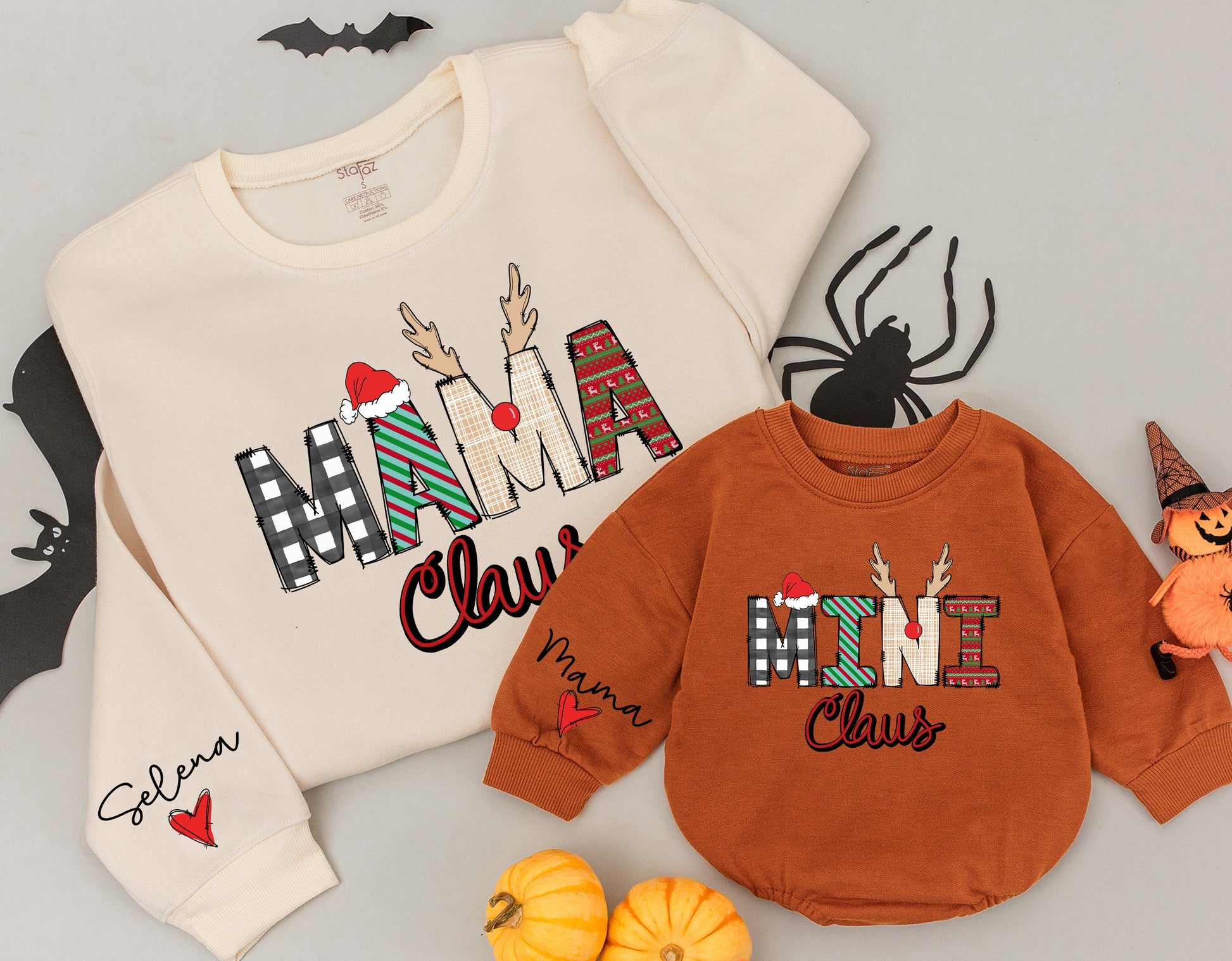 Matching Mama & Mini Claus Sweatshirts, Family Christmas Outfits