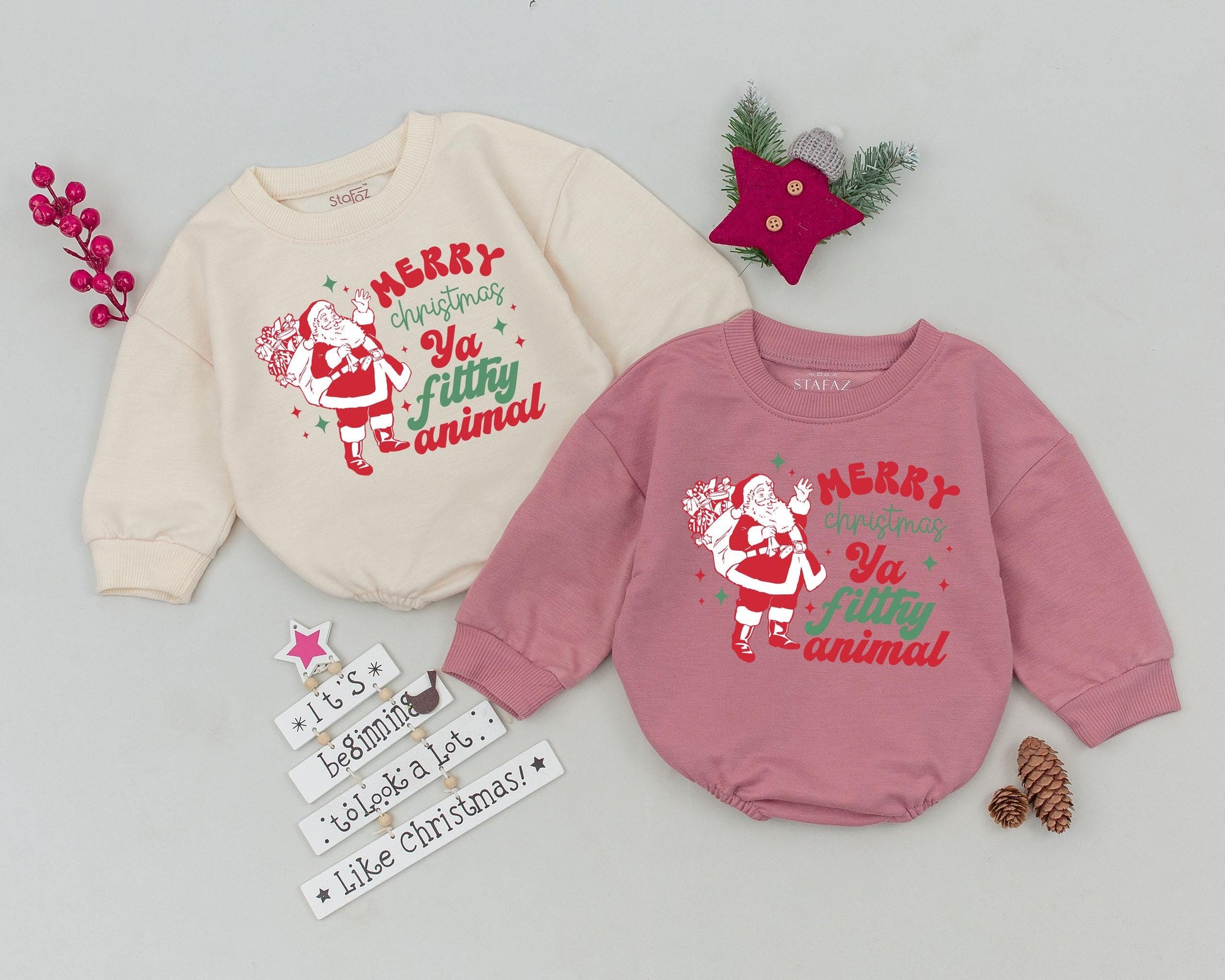 Retro Santa Baby Romper: First Christmas Outfit & Shower Gift