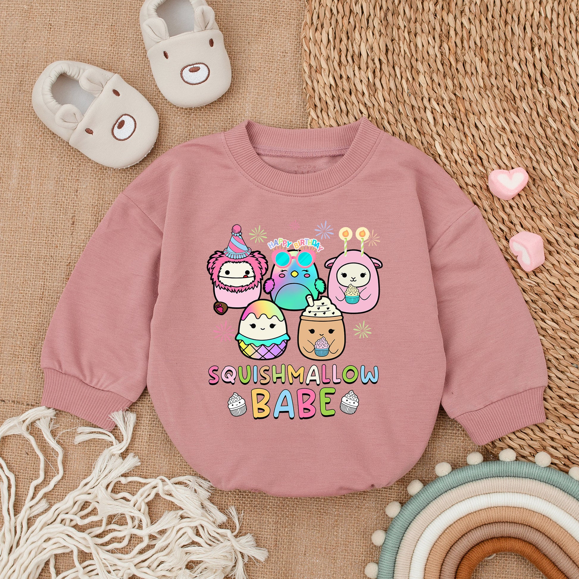 Squishmallow Birthday Outfit: Toddler Romper & Youth Sweater