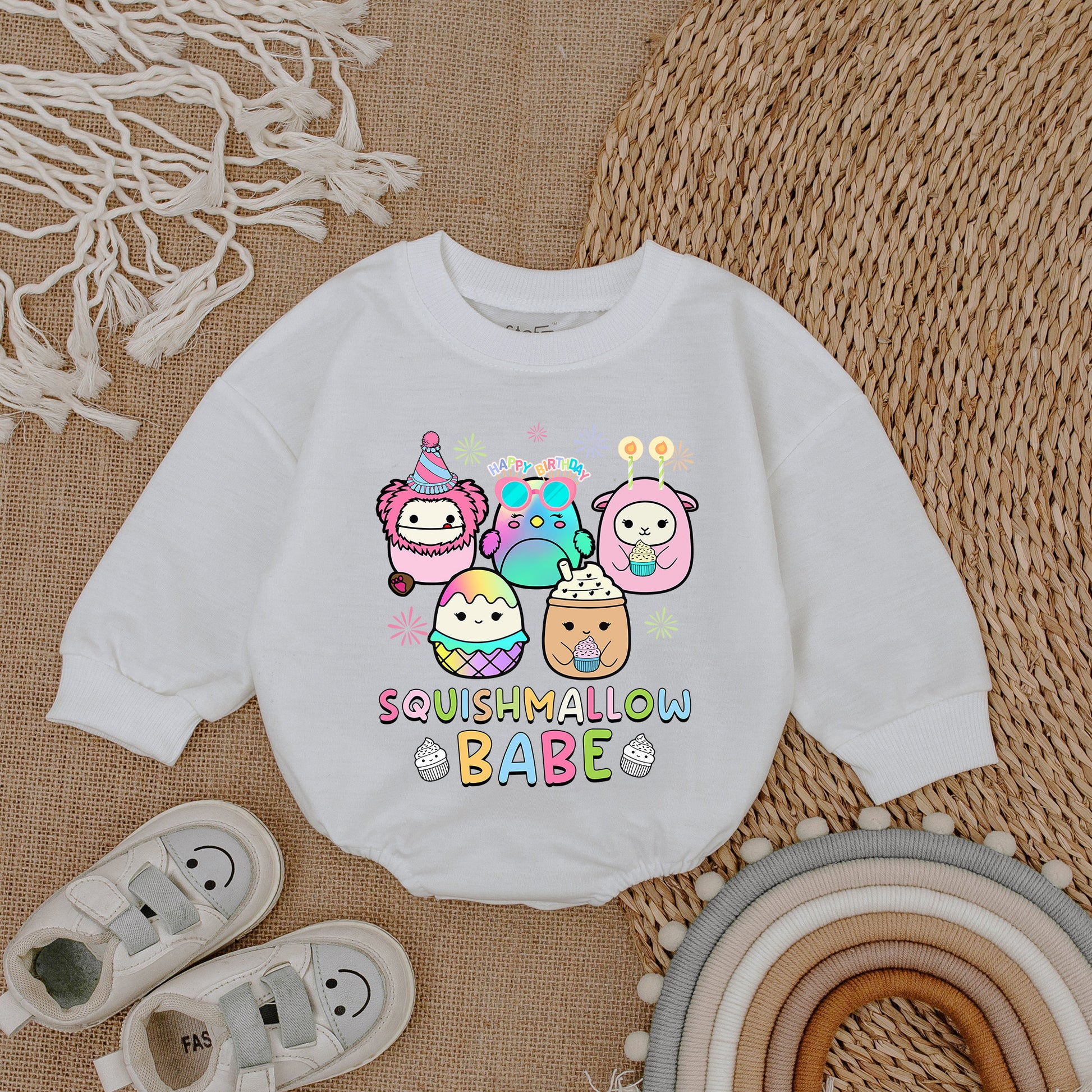 Squishmallow Birthday Outfit: Toddler Romper & Youth Sweater