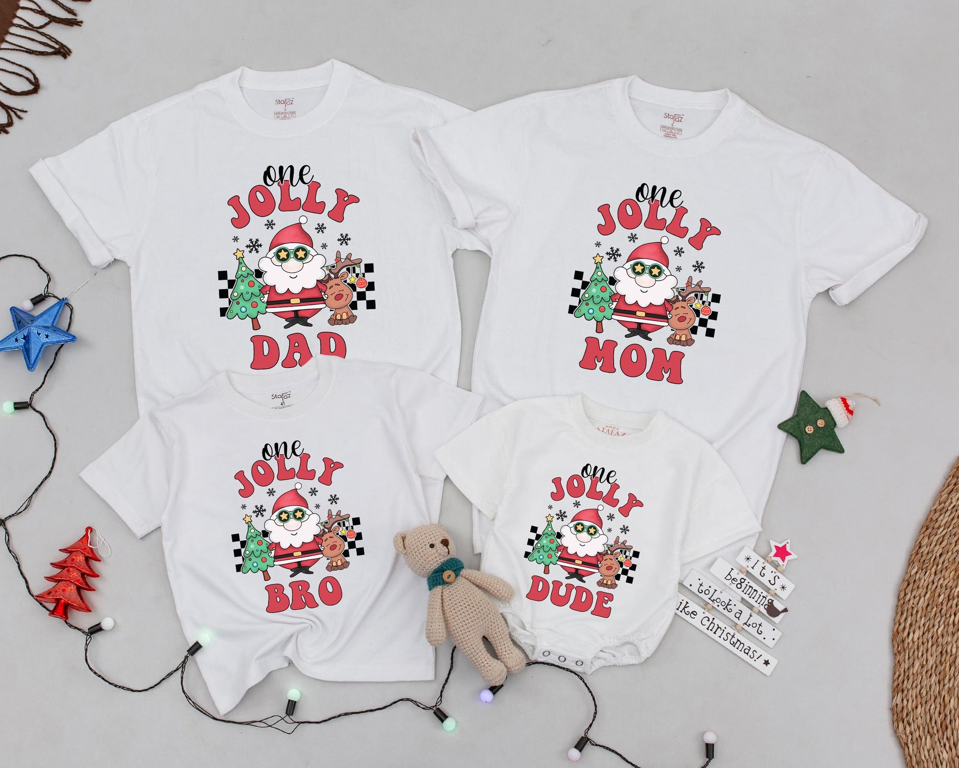 Holly Jolly Family: Personalized Christmas Tees & 1st Birthday Outfit