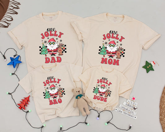 Holly Jolly Family: Personalized Christmas Tees & 1st Birthday Outfit