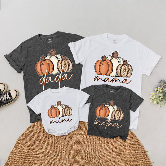Matching Family Pumpkin Shirts, Mama & Mini, Retro Fall Outfits