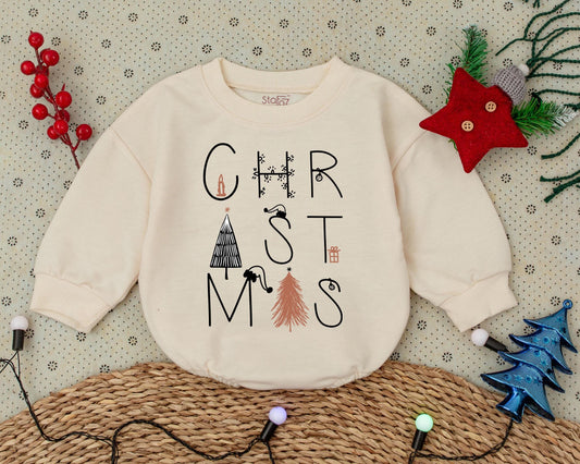 Vintage Boho Bubble Romper: First Christmas Baby & Toddler Outfit  