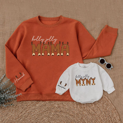 Matching Christmas Reindeer Sweatshirts for Moms and Kids