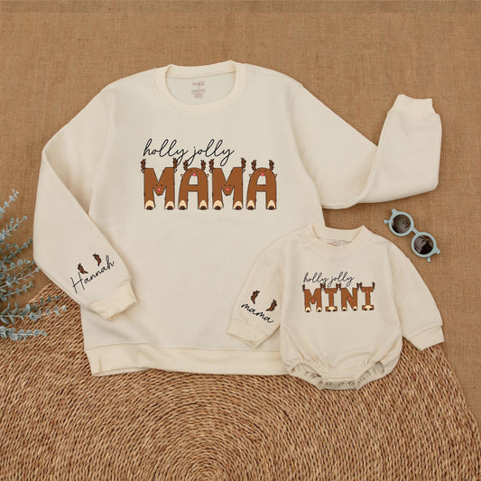 Matching Christmas Reindeer Sweatshirts for Moms and Kids