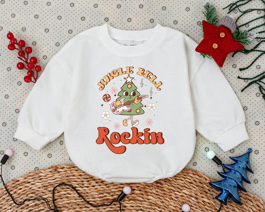 Vintage Christmas Romper, First Festive Outfit for Toddlers