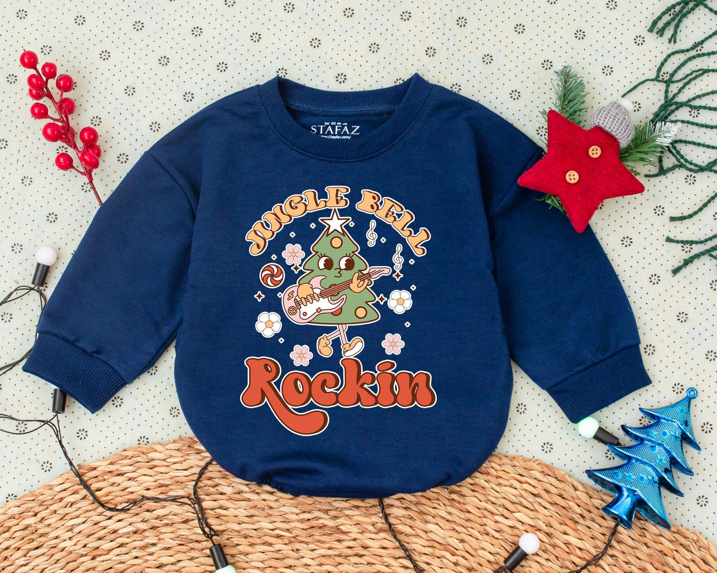 Vintage Christmas Romper, First Festive Outfit for Toddlers