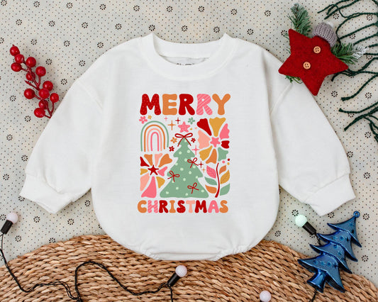 Boho Christmas Romper and Sweatshirt Set for Infants and Toddlers