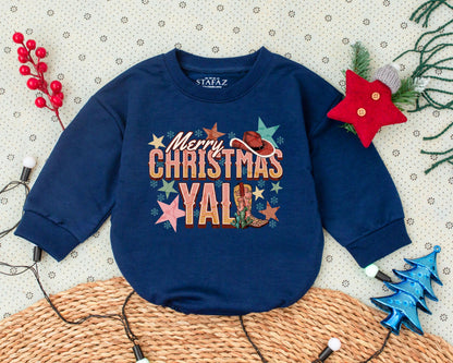 Western Christmas Bubble Romper: Vintage Outfit & Baby Shower Gift