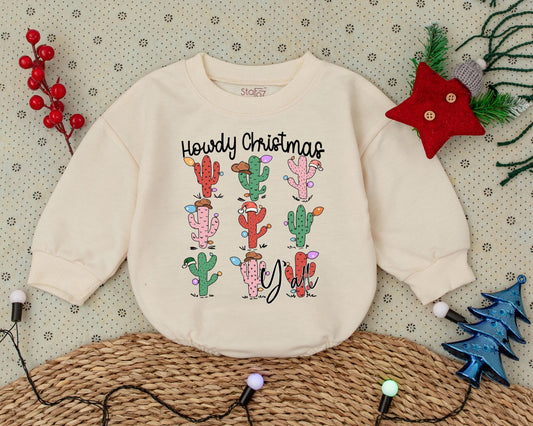 Western Christmas Romper: Cozy Vintage Outfit for Baby's First Holiday