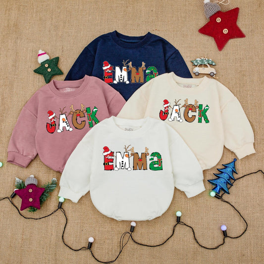 Customizable Xmas Baby Romper - Holiday Outfit with Name Feature