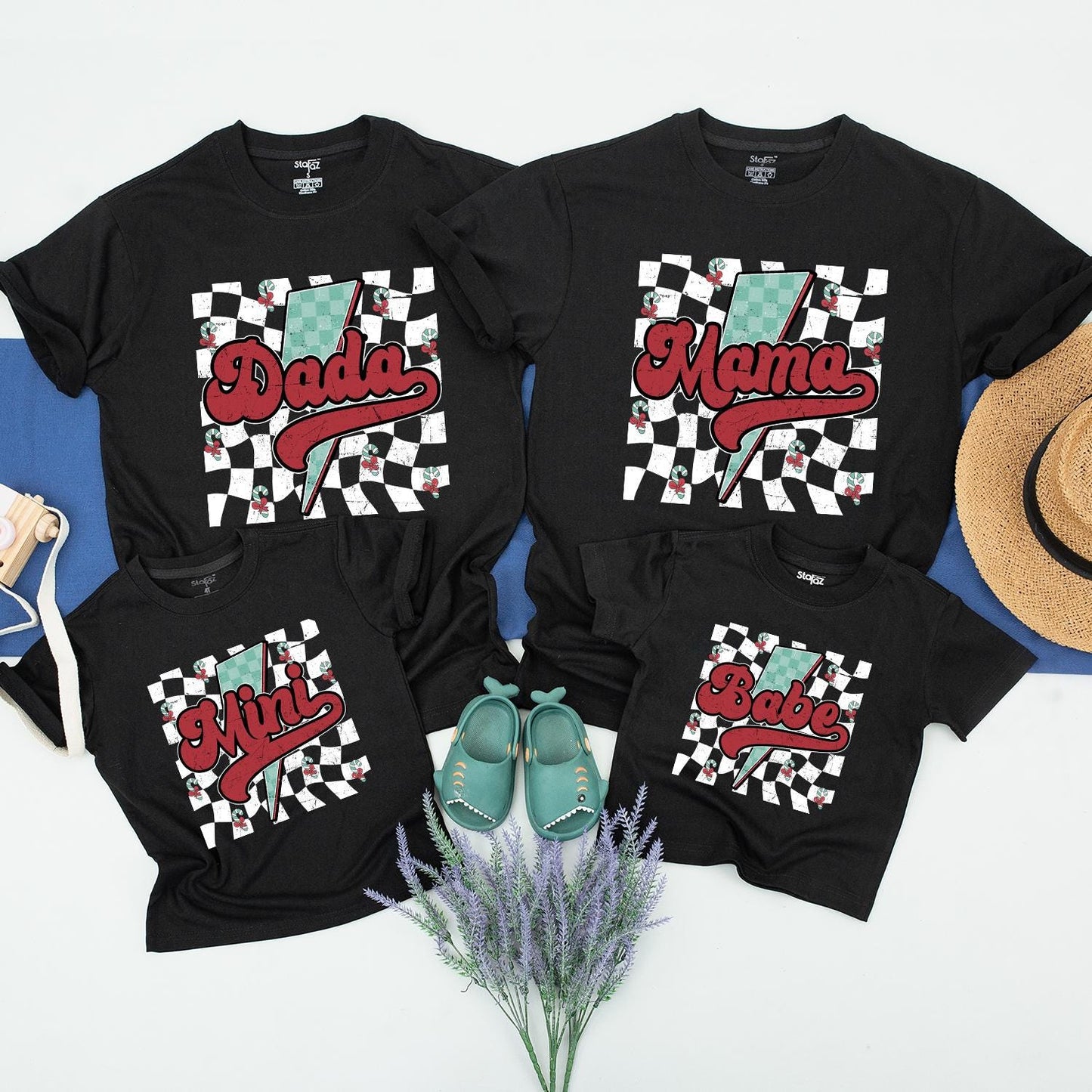 Mama Baby Matching Checkered Shirts for Family Christmas Outfits
