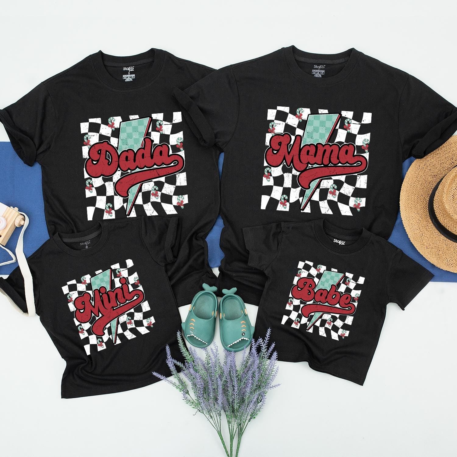 Mama Baby Matching Checkered Shirts for Family Christmas Outfits