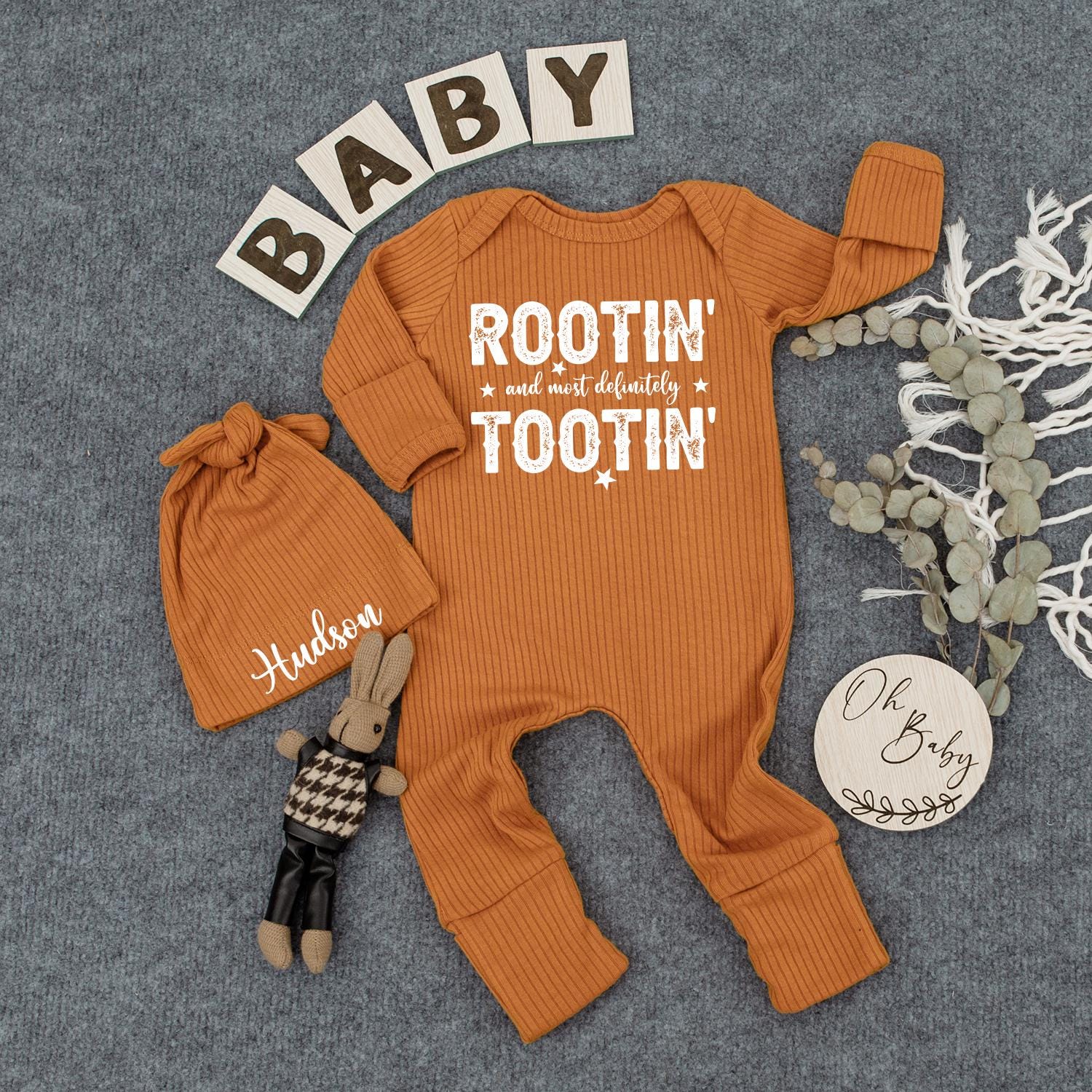 Rootin' Tootin' Baby Bodysuit - Cute Newborn Outfit, Pregnancy Announcement, Western Baby Clothes, Rustic Country Style, Baby Shower Gift Set 136 Chars