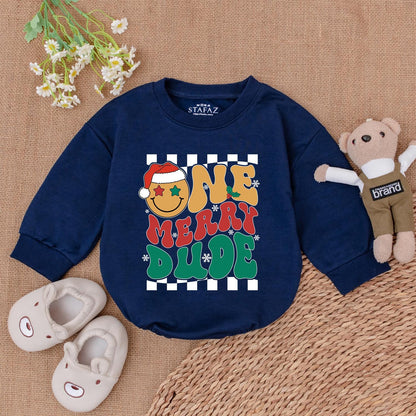 First Christmas Baby Bodysuit, Merry Dude Bubble Romper Outfit