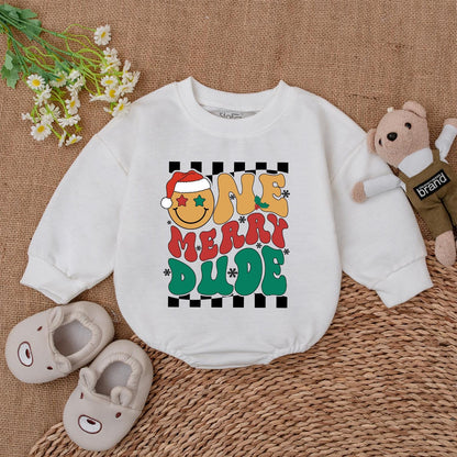First Christmas Baby Bodysuit, Merry Dude Bubble Romper Outfit