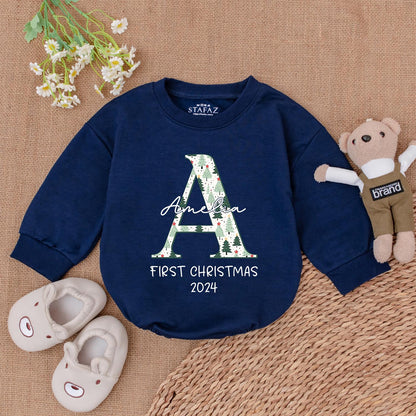 Baby's 1st Xmas Romper & Personalized Bodysuit for Holiday Cheer