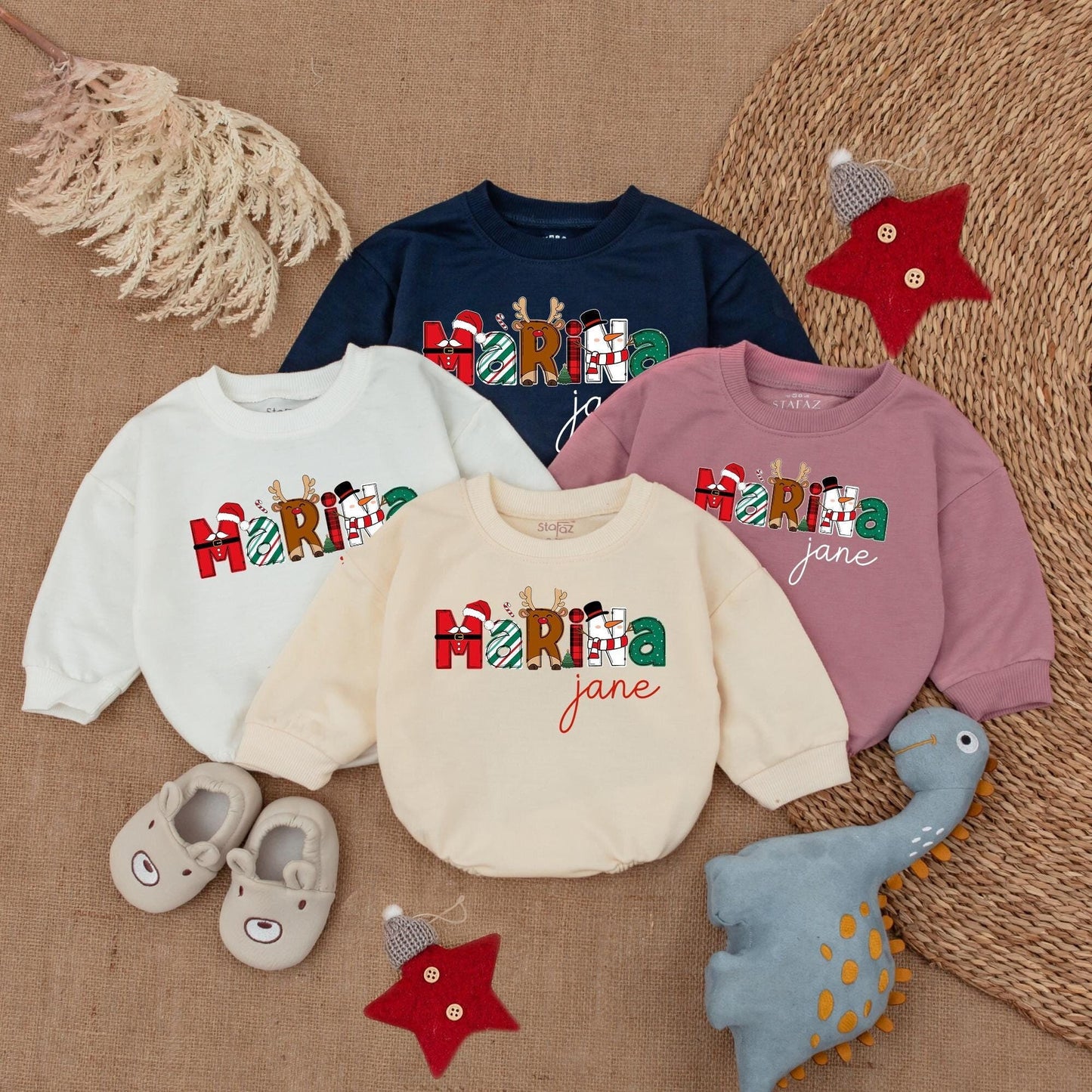 Personalized Baby Christmas Romper & Sweatshirt: Cozy Newborn Outfit