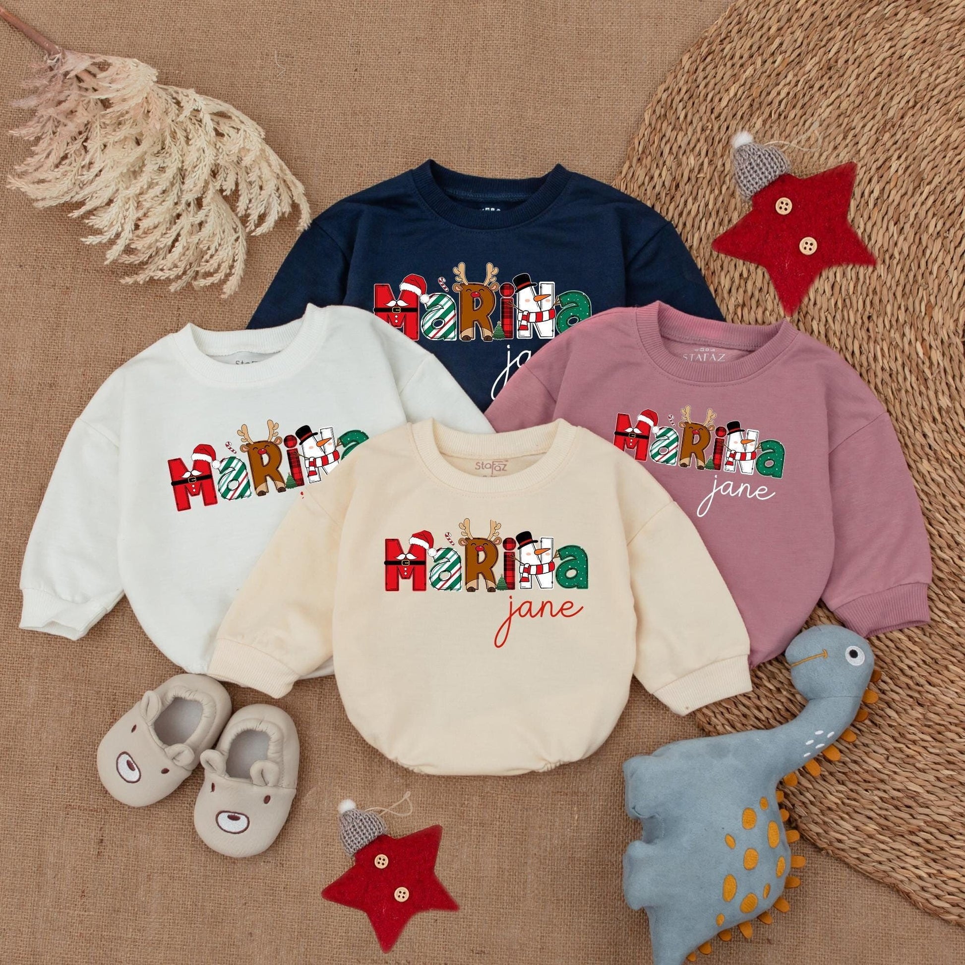 Personalized Baby Christmas Romper & Sweatshirt: Cozy Newborn Outfit