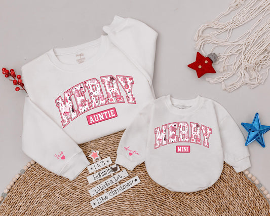 Festive Auntie-Niece Matching Tops, Personalized Holiday Gift Set