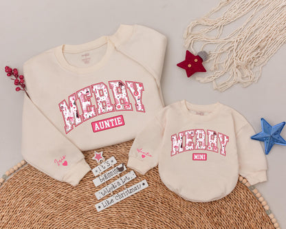 Festive Auntie-Niece Matching Tops, Personalized Holiday Gift Set