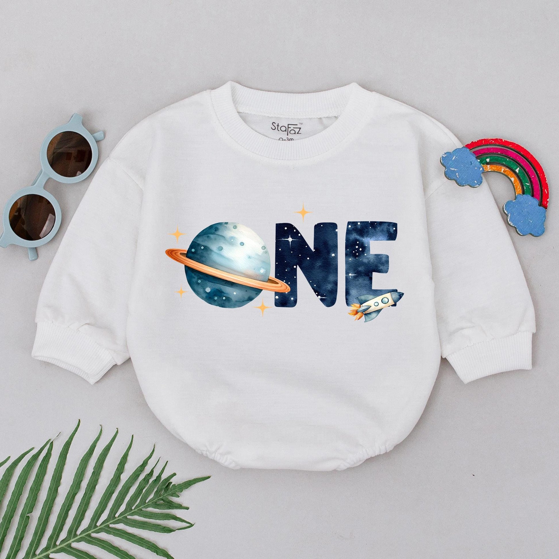 Dada Mama One Space Birthday Sweatshirt Galaxy First Trip Around The Sun Rocket Ship Outfit Personalized 1st Birthday Boy Astronaut Theme Family Gift (139)