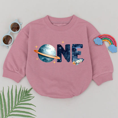 Dada Mama One Space Birthday Sweatshirt Galaxy First Trip Around The Sun Rocket Ship Outfit Personalized 1st Birthday Boy Astronaut Theme Family Gift (139)