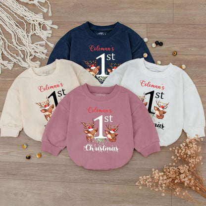 Baby's 1st Christmas Romper Outfit | Cute Reindeer & Santa Bodysuit