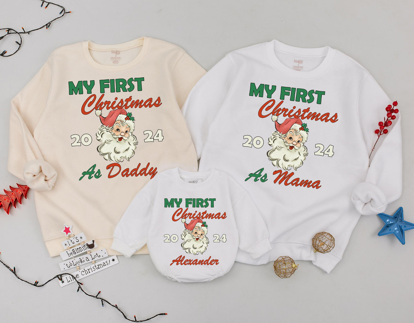 Matching Family Christmas Sweatshirt - First Christmas as Parents
