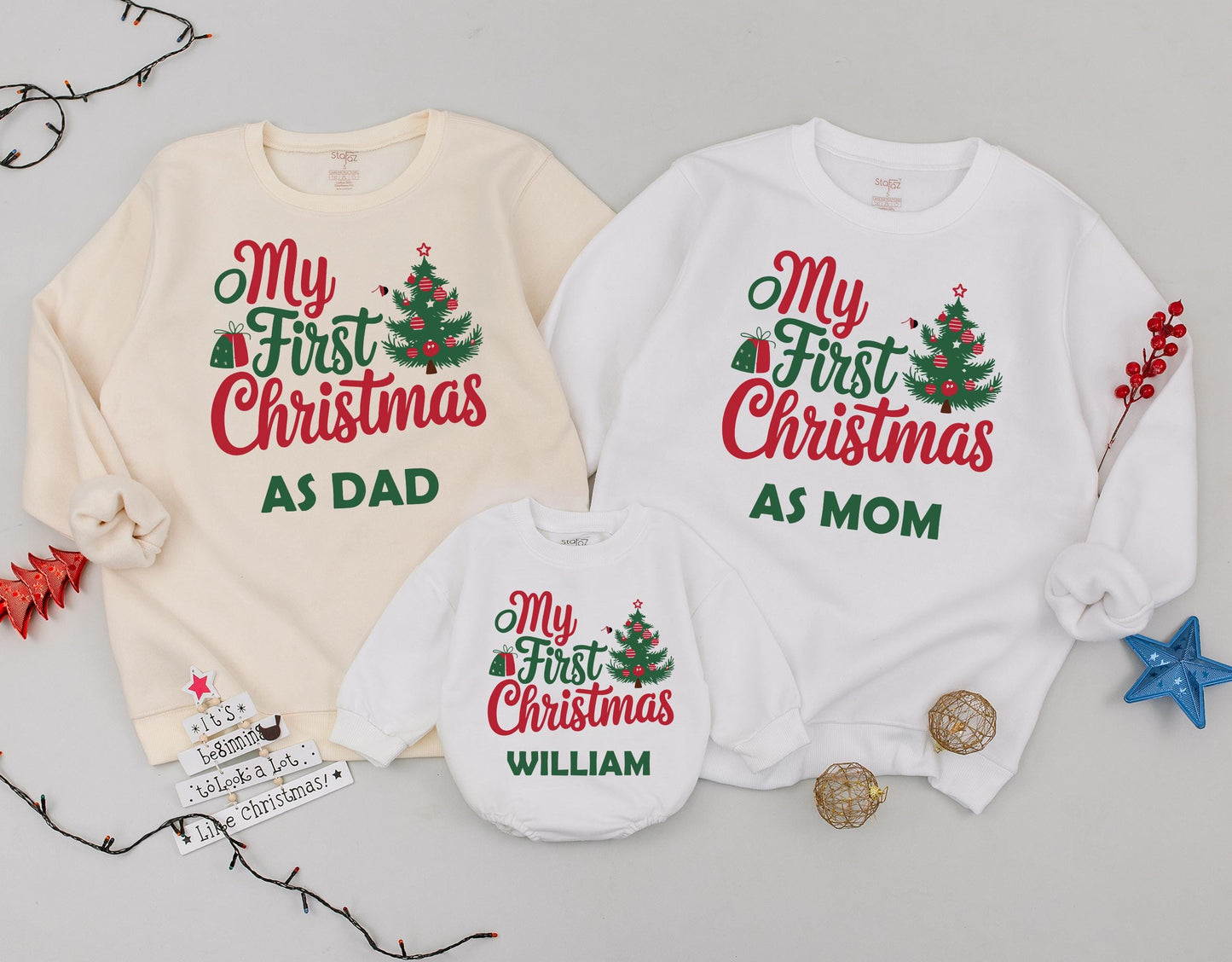 Matching Family Christmas Sweatshirts - Our First 2024 Celebration