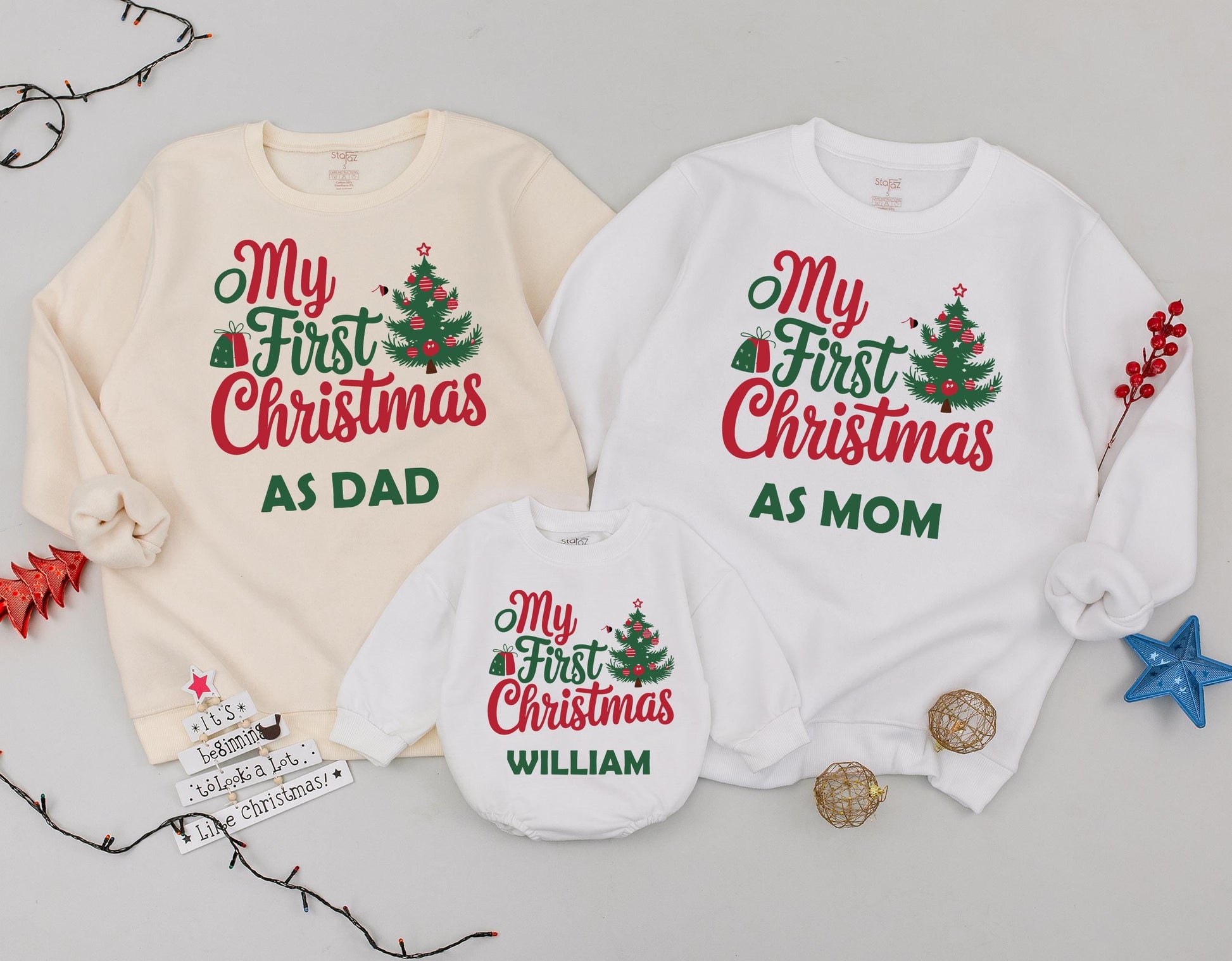 Matching Family Christmas Sweatshirts - Our First 2024 Celebration