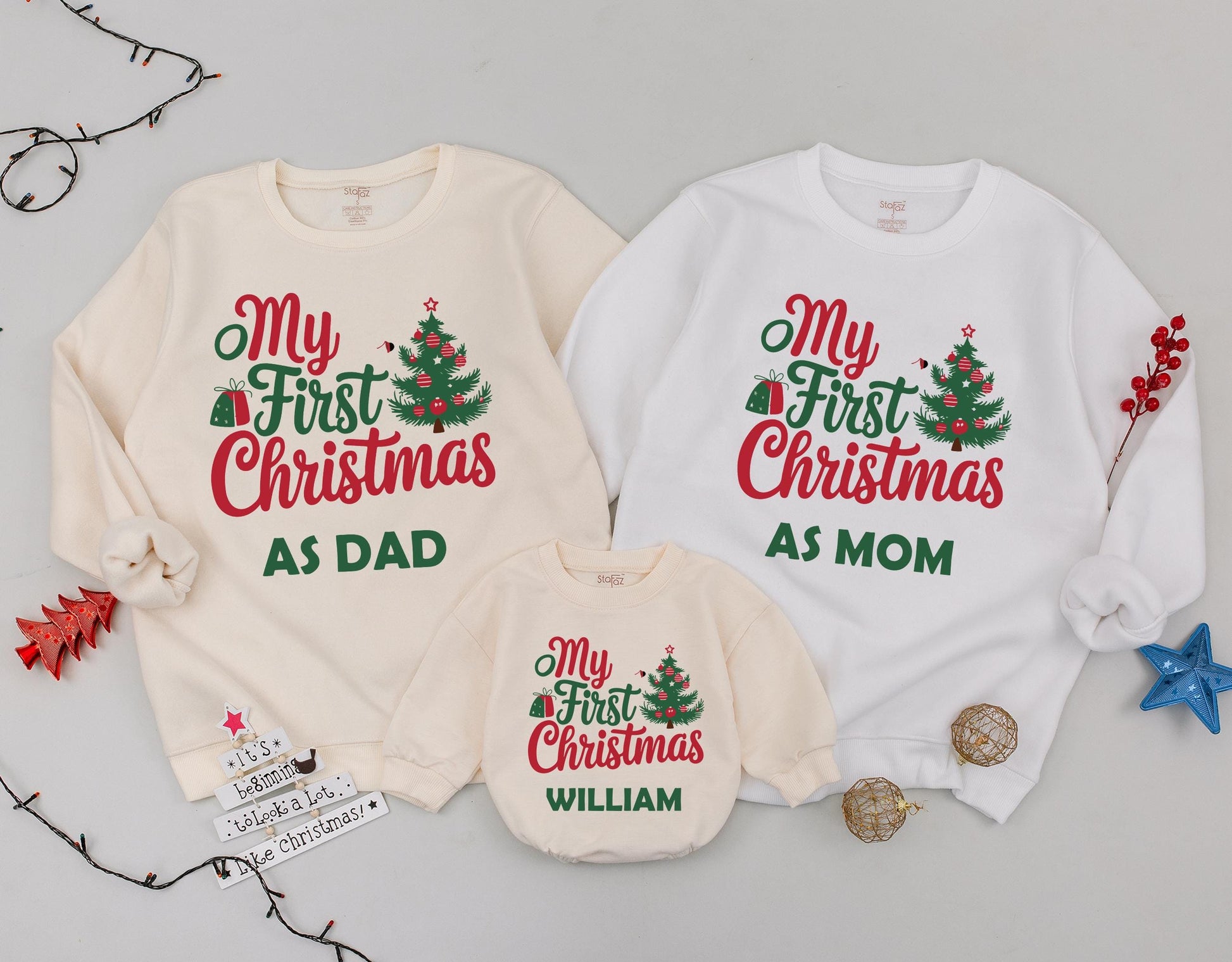 Matching Family Christmas Sweatshirts - Our First 2024 Celebration