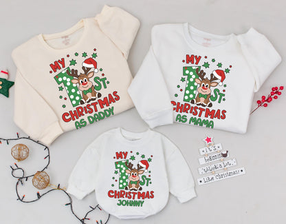 First Christmas Family Sweatshirt Set: Funny Holiday Tee & Gift