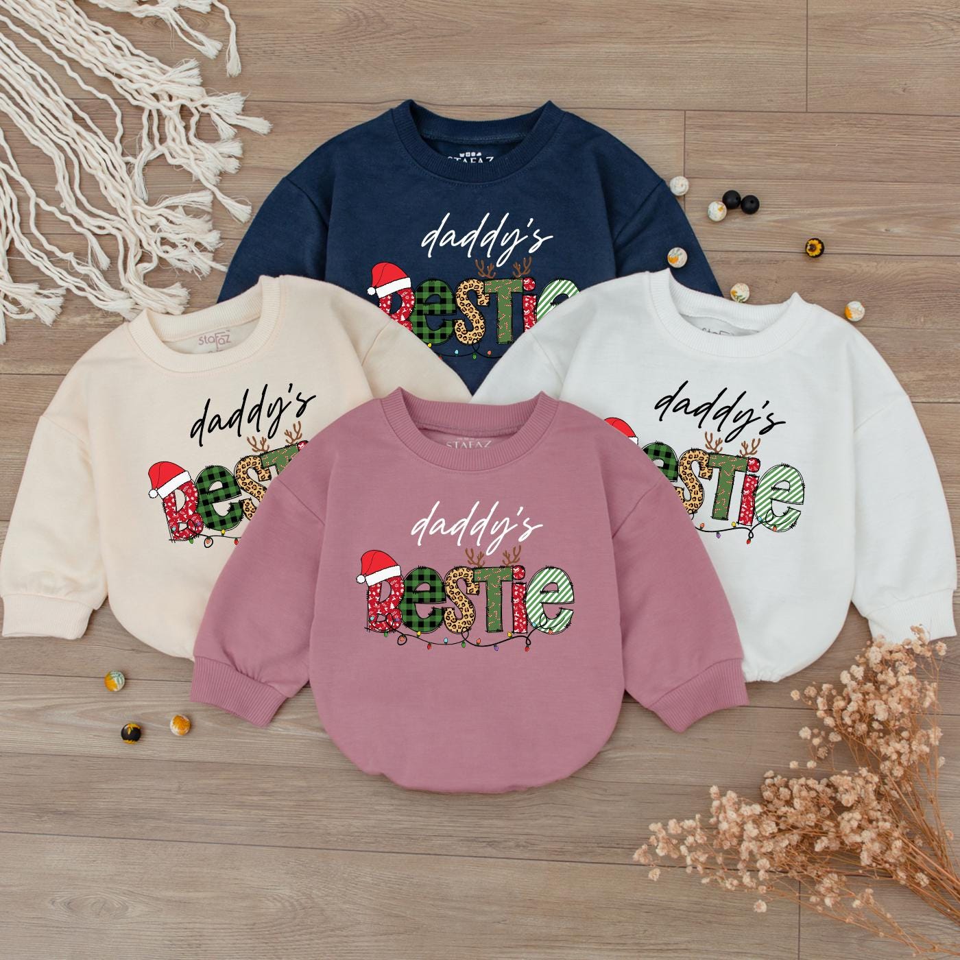 Daddy's Bestie Xmas Romper - Cute 1st Christmas Baby Outfit