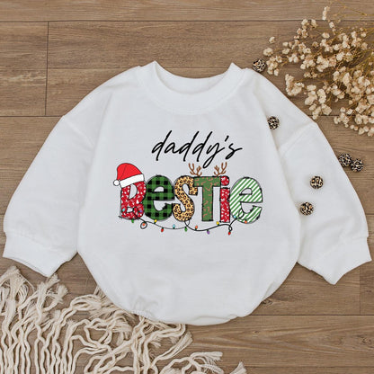 Daddy's Bestie Xmas Romper - Cute 1st Christmas Baby Outfit
