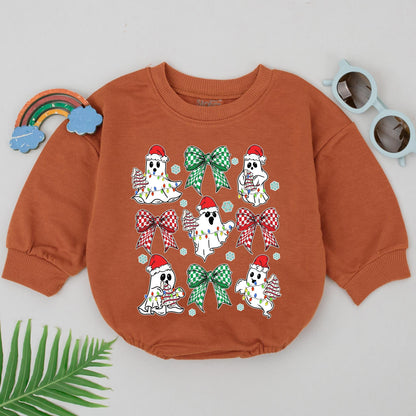 Festive Ghost Baby Romper – Perfect 1st Xmas Outfit & Shower Gift