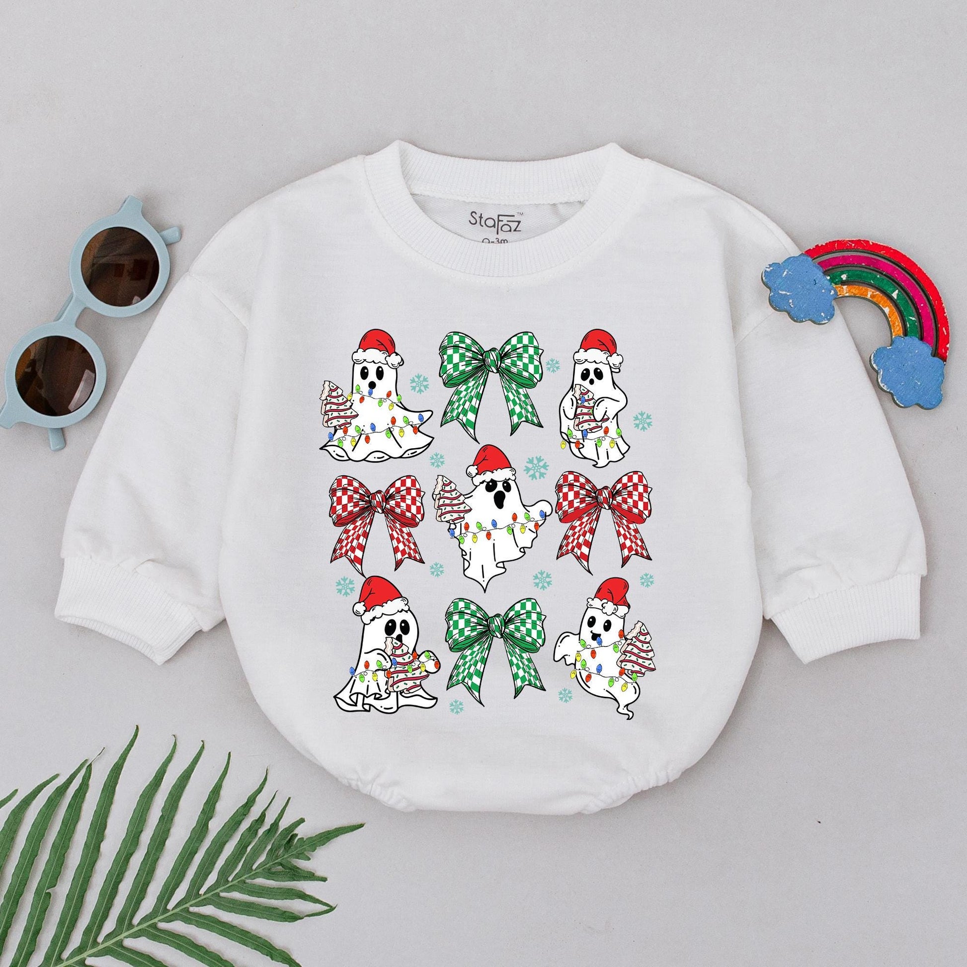 Festive Ghost Baby Romper – Perfect 1st Xmas Outfit & Shower Gift