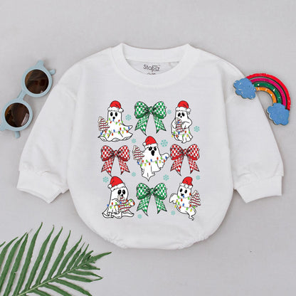Festive Ghost Baby Romper – Perfect 1st Xmas Outfit & Shower Gift