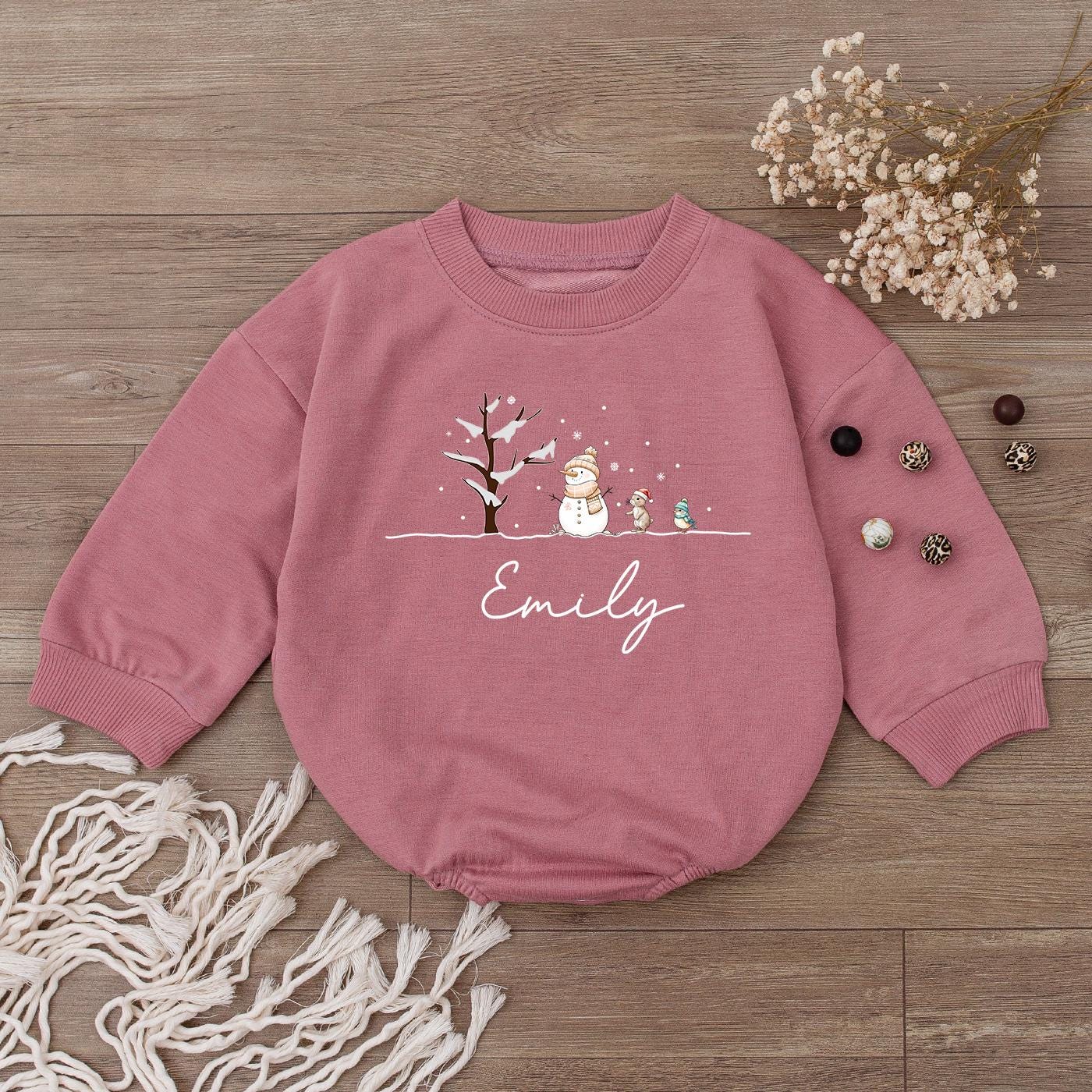 Baby's First Christmas Bodysuit: Adorable Snowman Romper Outfit